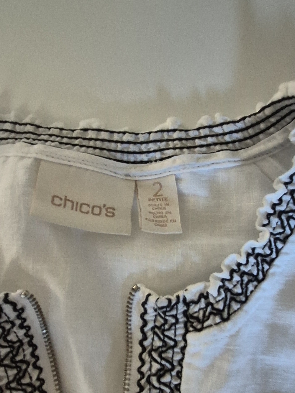 Chico's Black & White Floral Embroidered Jacket - Picture 2 of 6